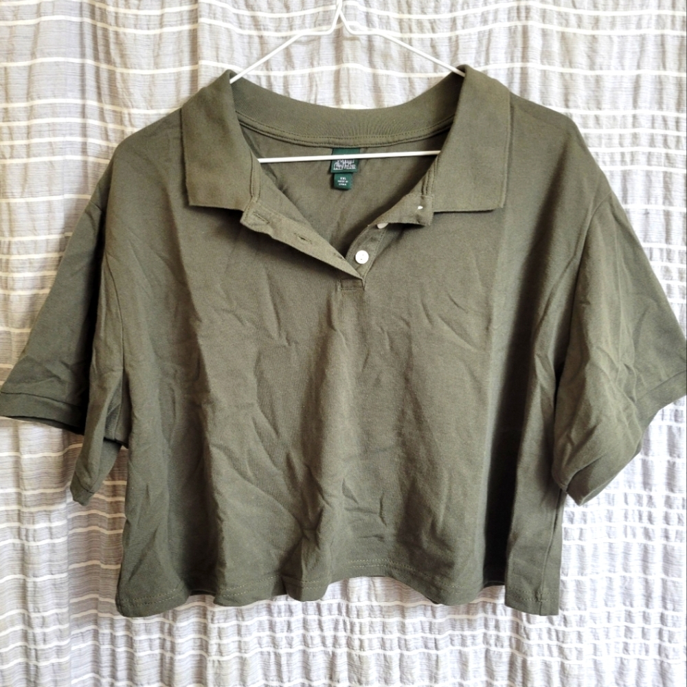 Wild Fable Cropped Polo T, Size XXL, Green